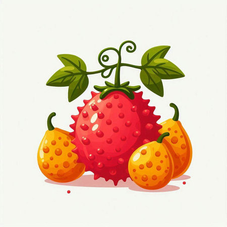 Strawberry fruit isolated on white background. Hand drawn vector illustration.のイラスト素材