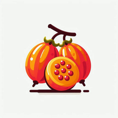 Pomegranate fruit icon isolated on white background. Vector illustration.のイラスト素材