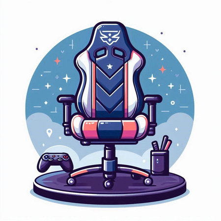 Vector illustration of a gaming chair. Cartoon style. Modern design.のイラスト素材