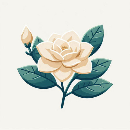 Hand drawn vector illustration of jasmine flower. Isolated on white background.のイラスト素材