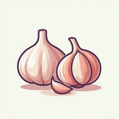 Garlic. Vector illustration. Isolated on a white background.のイラスト素材