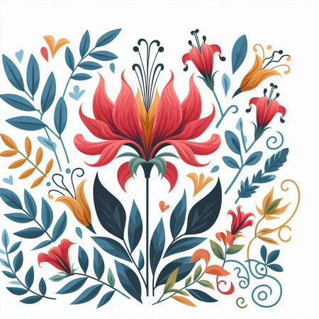 Floral background with flowers and leaves. Vector illustration for your designのイラスト素材