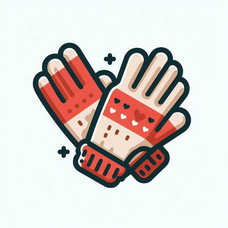 Pair of gloves for winter sports. Vector illustration in flat style.のイラスト素材