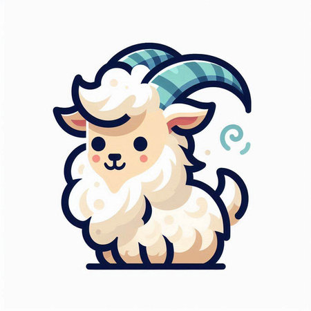 Cute cartoon sheep. Vector illustration isolated on a white background.のイラスト素材