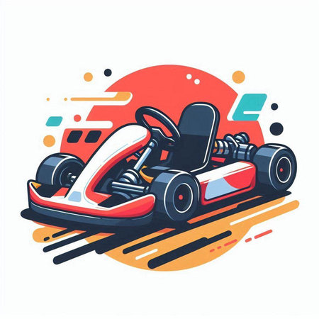 Funny karting sport vector illustration, flat style design.のイラスト素材