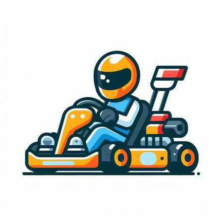 Karting man. Vector illustration in flat style. Isolated on white background.のイラスト素材