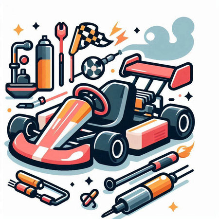Vector illustration of a racing car on a white background. Cartoon style.のイラスト素材