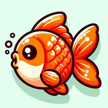 Cartoon goldfish. Vector illustration of a cute cartoon goldfish.のイラスト素材