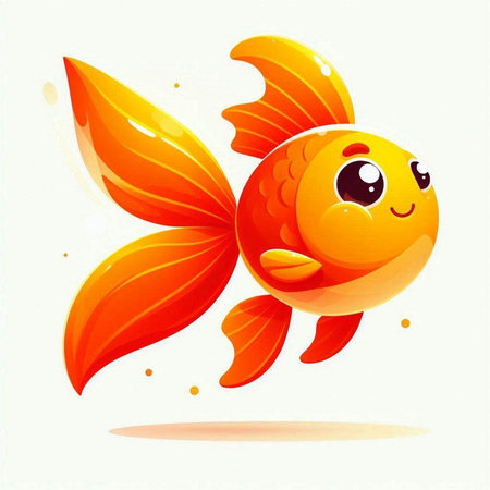 Illustration of a cute cartoon goldfish on a white background.のイラスト素材
