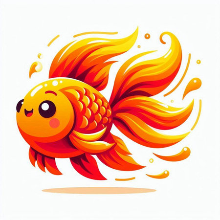 Goldfish. Vector illustration. Isolated on a white background.のイラスト素材