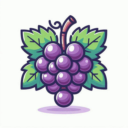 Grapes isolated on white background. Vector illustration in cartoon style.のイラスト素材
