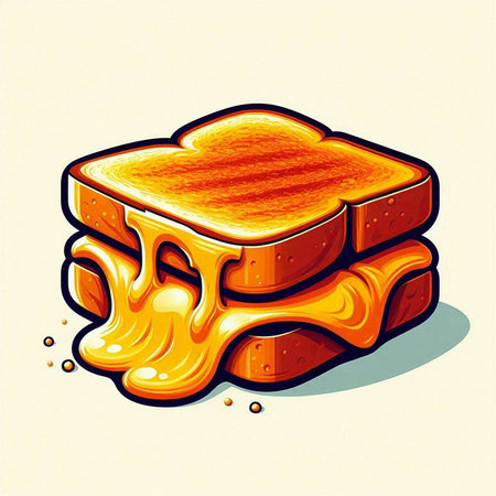 Vector illustration of a slice of bread with honey dripping from it.のイラスト素材