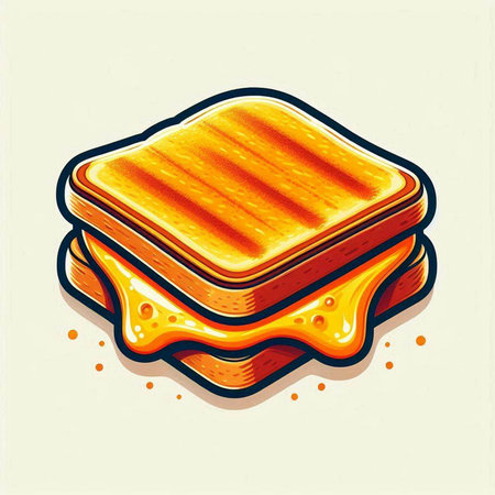 Illustration of a sandwich with cheese and honey. Vector illustration.のイラスト素材