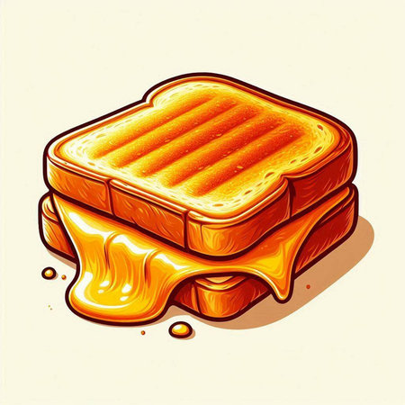 Illustration of a sandwich with butter and honey on a white backgroundのイラスト素材