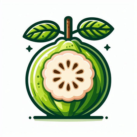 Fruit of guava, vector illustration isolated on white background.のイラスト素材