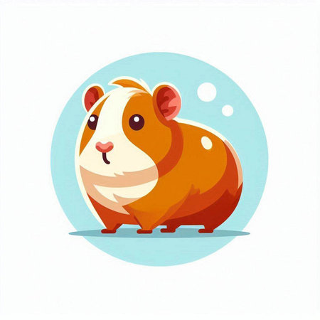 Cute guinea pig on a white background. Vector illustration.のイラスト素材