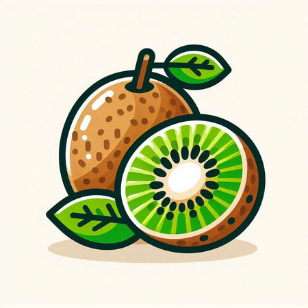 Kiwi fruit vector illustration. Hand drawn kiwi fruit isolated on white backgroundのイラスト素材