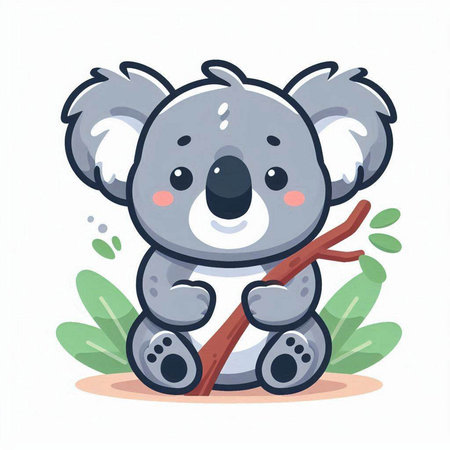 Cute koala bear sitting on the tree. Vector illustration.のイラスト素材