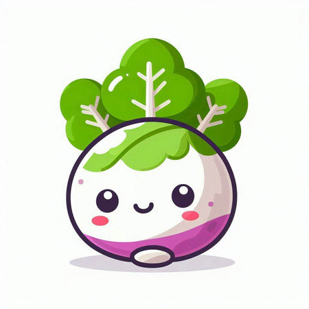 Cute kawaii kawaii turnip vegetable vector illustration.のイラスト素材