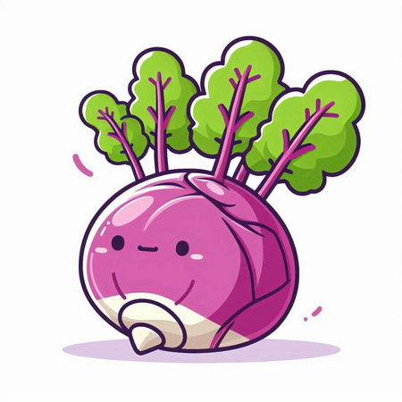 Cute kawaii kawaii kawaii kawaii turnip vegetable vector illustrationのイラスト素材