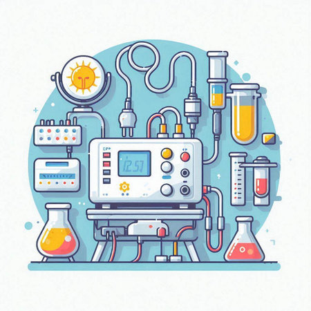 Laboratory equipment. Vector illustration in flat cartoon style. Medical equipment.のイラスト素材