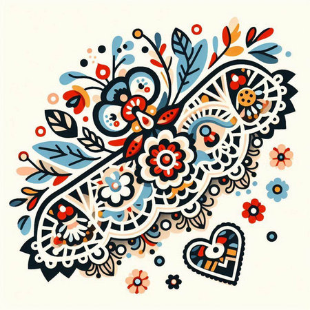 Hand drawn floral pattern in ukrainian ethnic style. Vector illustrationのイラスト素材