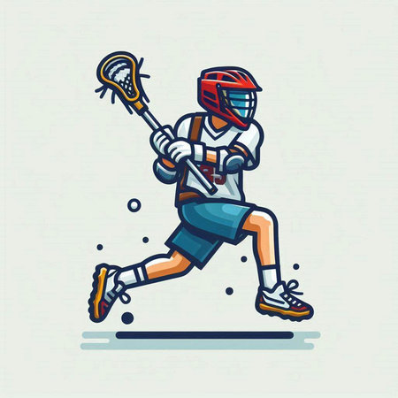 Illustration of a man playing lacrosse, vector eps 10のイラスト素材