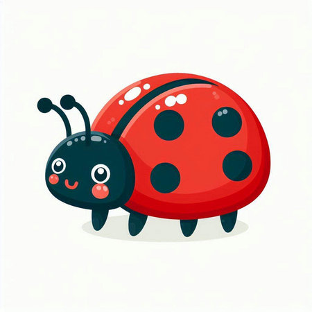 Cute cartoon ladybug isolated on white background. Vector illustration.のイラスト素材