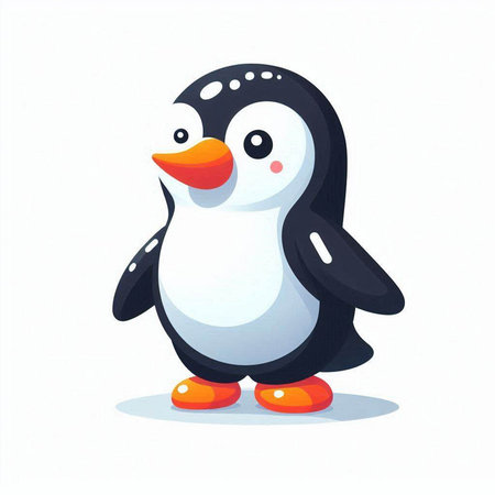 Cute penguin isolated on a white background. Vector illustration.のイラスト素材