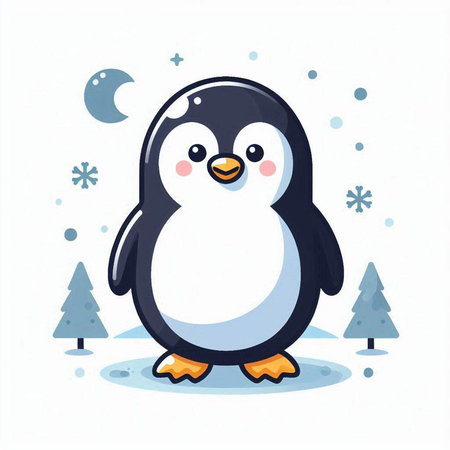 Cute penguin vector illustration. Cute cartoon penguin.のイラスト素材