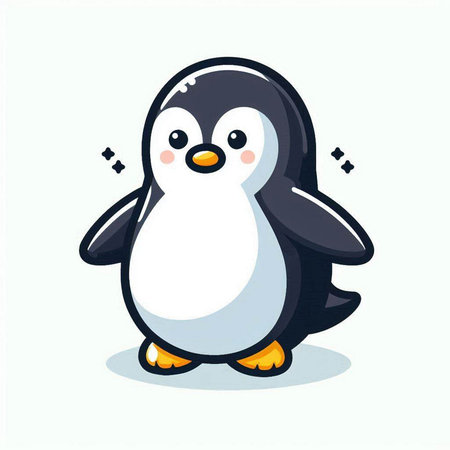 Cute penguin cartoon vector illustration on white background. Cute penguin character design.のイラスト素材