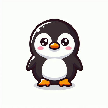Cute penguin isolated on white background. Cartoon vector illustration.のイラスト素材