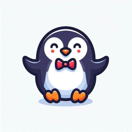 Cute penguin vector illustration. Cute cartoon penguin icon.のイラスト素材
