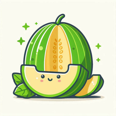 Cute watermelon character. Vector illustration in flat cartoon style.のイラスト素材