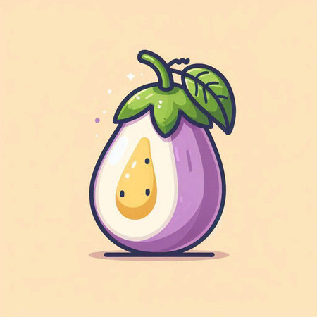 Illustration of a cute eggplant isolated on a white background.のイラスト素材