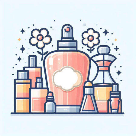 Perfume bottle icon. Vector illustration in line art style.のイラスト素材