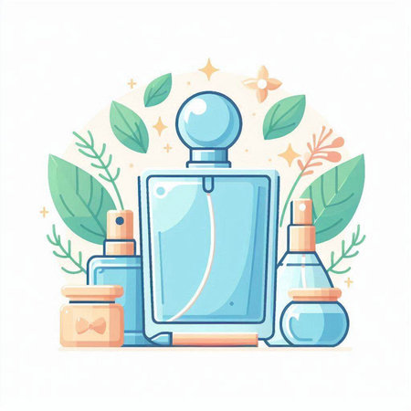 Perfume bottle. Vector illustration in flat cartoon style on white background.のイラスト素材