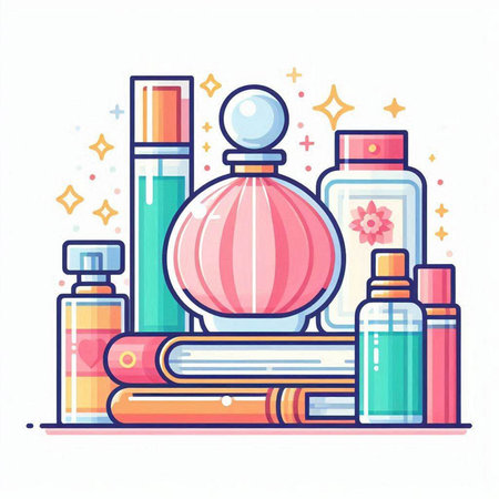 Cosmetics and perfumes. Vector illustration in a flat style.のイラスト素材