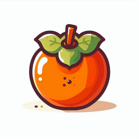 Ripe persimmon fruit on a white background. Vector illustration.のイラスト素材