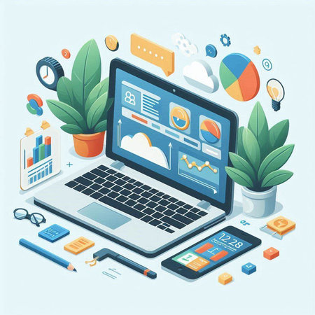 Flat design modern vector illustration concept of online education, distance learning, e-learning.のイラスト素材