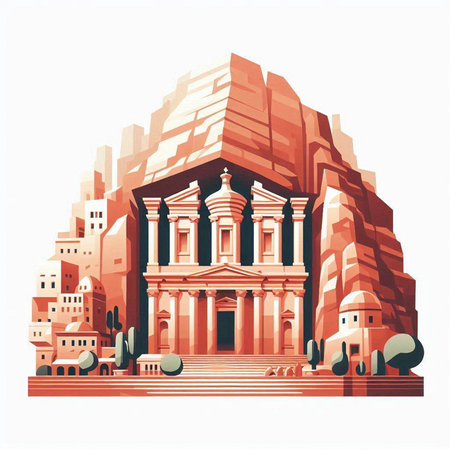Ancient temple in India. Colorful vector illustration for your design.のイラスト素材