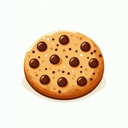 Chocolate chip cookie isolated on white background. Vector cartoon illustration.のイラスト素材