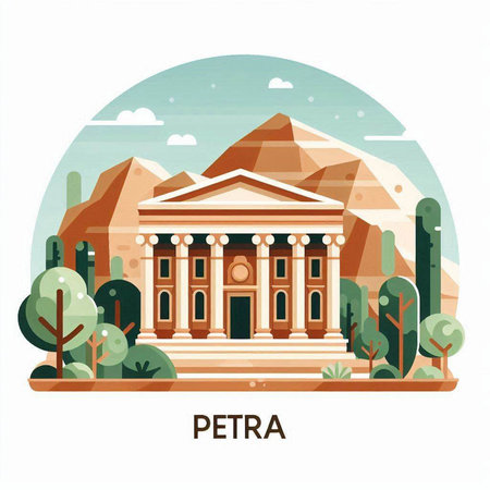 Pietra, ancient Greek temple in the desert. Vector illustration.のイラスト素材