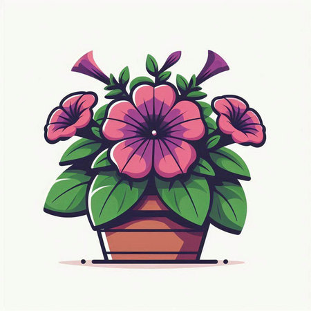 Illustration of a flower in a vase. Vector illustration.のイラスト素材