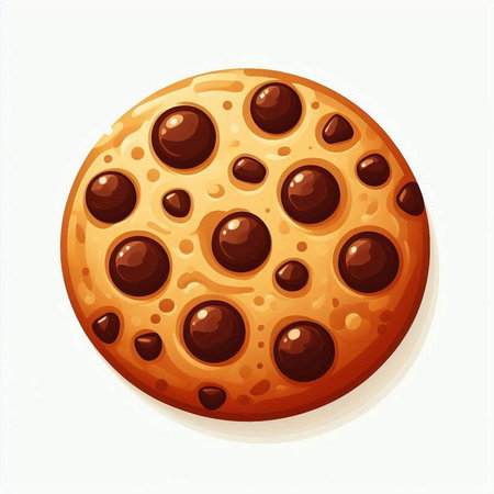 Chocolate chip cookie isolated on white background. Realistic vector illustration.のイラスト素材