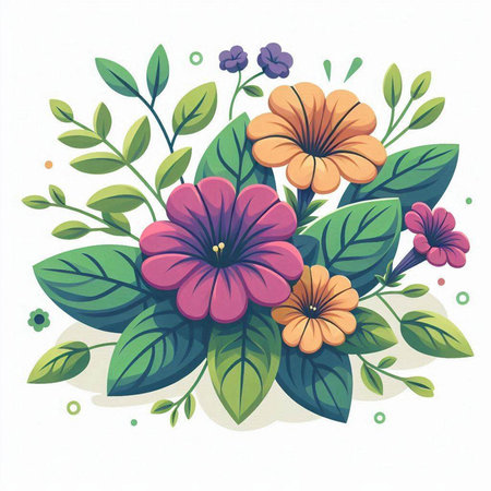 Floral background with flowers and leaves. Hand drawn vector illustration.のイラスト素材