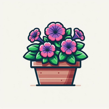 Flowers in a pot. Vector illustration in a flat style.のイラスト素材