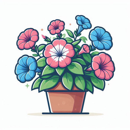 Bouquet of flowers in a flowerpot. Vector illustration.のイラスト素材