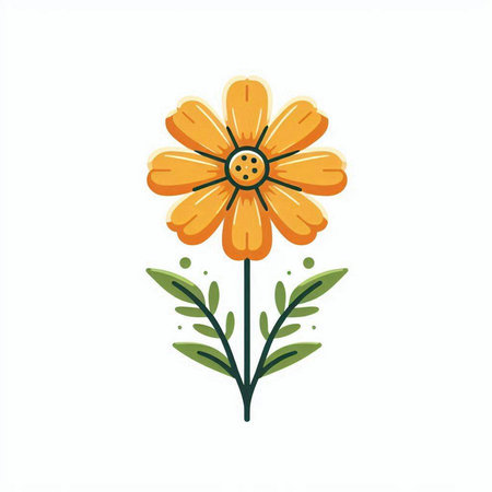 cute flower icon over white background, colorful design, vector illustrationのイラスト素材