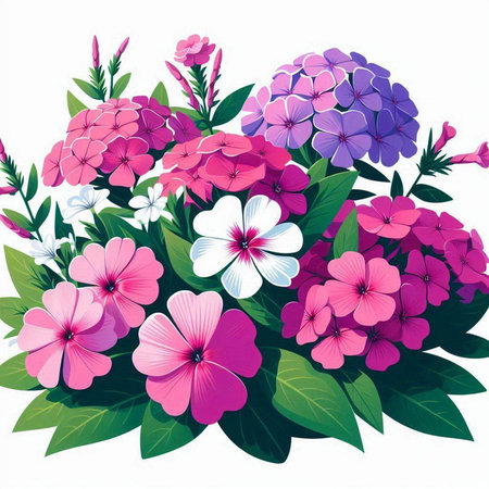 Flower composition with pink and purple hydrangea. Vector illustration.のイラスト素材